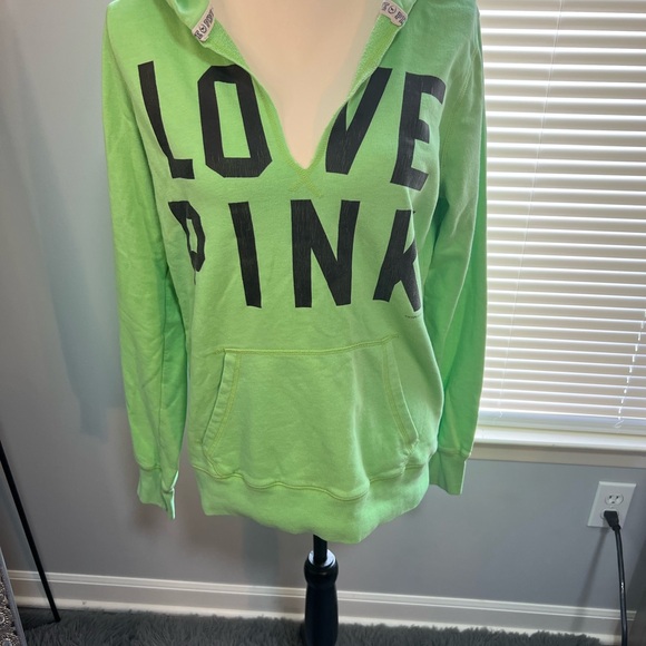 ⭐️PINK Victoria's Secret Green Hoodie - Picture 1 of 3